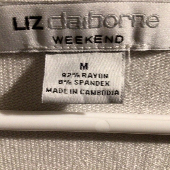 Liz Claiborne Top Women's SzM Blk/Wht Stretchy Nice Pre-Owned - Picture 3 of 7